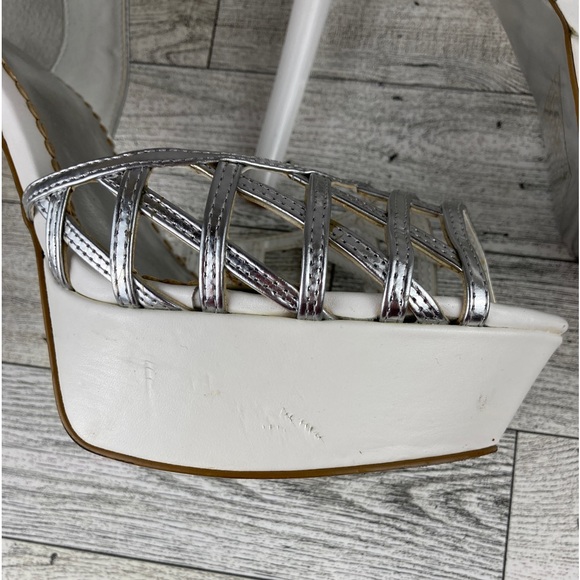 Bebe high heel platform shoes size 9 leather top, Preowned - Picture 6 of 12